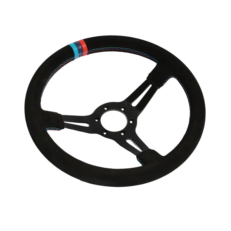 DriftShop Steering Wheel (70 mm Dish), "M Power V2" Edition, Black Suede